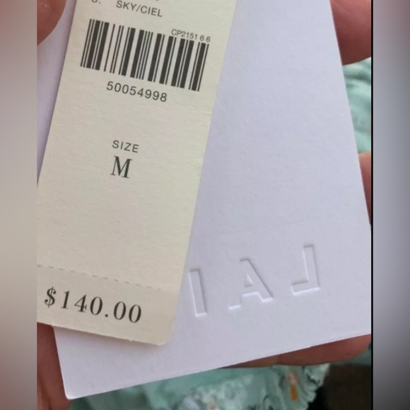 NWT Laia for Anthropologie Ashtula Off the Shoulder Eyelet Top Light Blue Medium - Picture 3 of 6